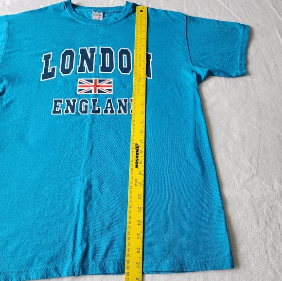 London England Graphic Shirt Mens Large Union Jack Flag Turquoise - Picture 6 of 7